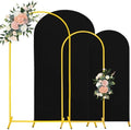 7.2FT, 6FT Wedding Arch Stand and Matching Black Spandex Fitted Arch Backdrop Cover Set, Round Top Chiara Backdrop Stands and Covers for Birthday Party Baby Shower Banquet Arch Decor (Black) by JALANCY