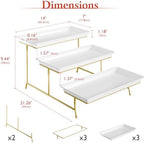 Bumusty 3-Tier Melamine Serving Tray Set, 14 x 7 in, Gold Stand - Image 2