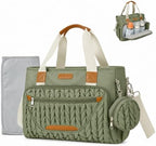 FHELAD Diaper Bag Tote for Women, Baby Diaper Bag Set (Sage Green) by FHELAD