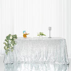 Eternal Beauty Silver Sequin Tablecloth 72 x 108-Inch Sparkly Overlay Rectangle Glitter Table Cover for Wedding Party Birthday Decoration - Image 4