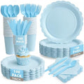 Nihaoya 700PC Blue Disposable Paper Plate set Party Supplies for 100 by Nihaoya