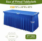 2Pack Blue Spandex Tablecloth for 6FT Rectangle Tables,Table Skirt - Image 3