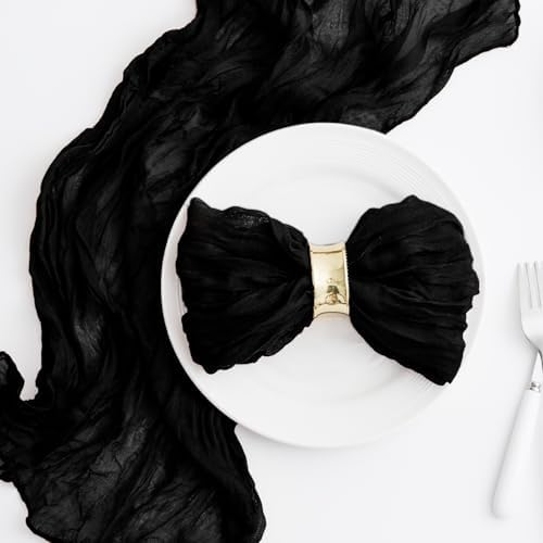60 Pack Black Cheesecloth Napkins Washable 21x21 Inches Black Cloth Napkins Set of 60 Dinner Table Napkins for Wedding Rustic Boho Cotton Gauze Summer Bridal Baby Shower Party Table Decor - Image 4