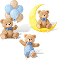 3Pcs Blue Bear Baby Shower Decorations, Large Moon Bear Cardboard Cutout Standup with Yard Stakes & Stands for Boy Bear Birthday Indoor Outdoor Photo Booth Props Cartoon Party Supplies by WelcometoLawnIdyll