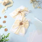 Wedding Invitation Wrap Kit, Pre-Folded Vellum Jackets for 5x7 Invitations with Wax Seal Stickers, Chiffon Ribbon, Dried Flowers & Pearl Stickers, DIY Invitation Accessories (Set of 100) - Image 5