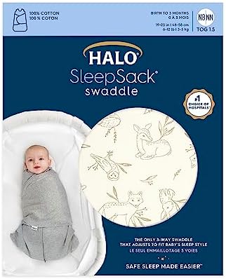 HALO 100% Cotton Sleepsack Swaddle, 3-Way Adjustable Wearable Blanket, TOG 1.5, Lullaby Forest, Small, 3-6 Months - Image 2