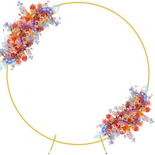 Fomcet 7.2ft Round Backdrop Stand Gold Circle Arch Metal Wedding Arch by Fomcet