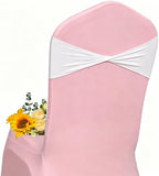 White Chair Sashes Bows 100 Pcs Spandex Chair Sashes Elastic Chair Cover Bands Ties Without Buckle for Wedding Birthday Party Ceremoney Events Decoration by Unknown