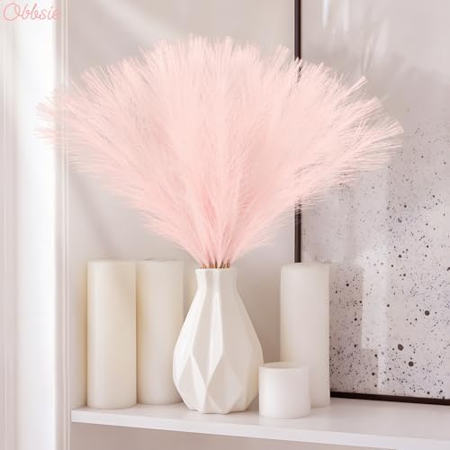 obbsie 150PCS Pink Faux Pampas Grass Decor, 21.6" Fluffy Vase Filler - Image 2