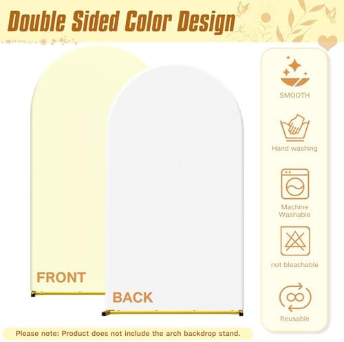 Wedding Arch Backdrop Stand and Covers Set of 2 (7.2FT & 6FT),Double-Color Spandex Fitted Arch Covers Balloon Arch Stand for Wedding/Baby/Shower/Birthday/Party Decor/Indoor Outdoor Use (White+Cream) - Image 4