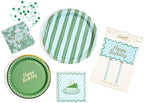 Birthday Party Celebration, Stylish Tableware Set for 8 Guests – Blue/Green - Image 2