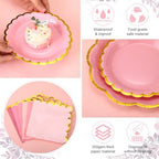144 Pcs 48 Guests Gradient Pink Paper Plates and Napkins Party Supplies - Image 3