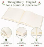 Embroidered Floral Guestbook for Wedding, Bridal Shower & Baby Shower, Linen Guest Sign-In Keepsake with Blank Ivory Pages, Lay-Flat Design & Ribbon Bookmark, 10.25” x 8.25” (Wildflower Garden) - Image 3