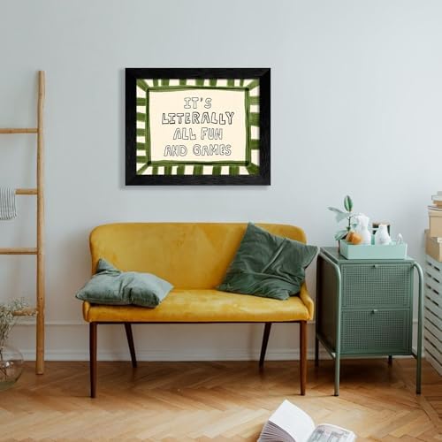 Vintage Framed 16x24 inch It's Literally All Fun And Games Funny Quotes Wall Art Preppy Minimalist Poster Canvas Prints For Kids Living Room Nursery Bedroom Wall Decor - Image 6