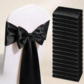 50 Pack Satin Black Chair Ribbons, Black Satin Chair Bows Sashes by GANKAR