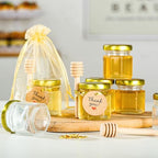 Mini Honey Jars with Dipper- 30Pcs Small Honey Jars Party Favors for Baby Shower,Wedding Favors, 1.5 oz Glass Jars with Lids (Gold, 30) - Image 2