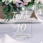 Tuanse 40 Pack White 4 x 6 Inch Acrylic Wedding Table Number 1-40 Clear Wedding Table Stand with Numbers Calligraphy Holders Signs for Reception Centerpieces Decorations - Image 6