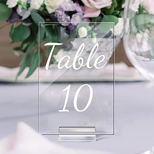 Tuanse 40 Pack White 4 x 6 Inch Acrylic Wedding Table Number 1-40 Clear Wedding Table Stand with Numbers Calligraphy Holders Signs for Reception Centerpieces Decorations - Image 6