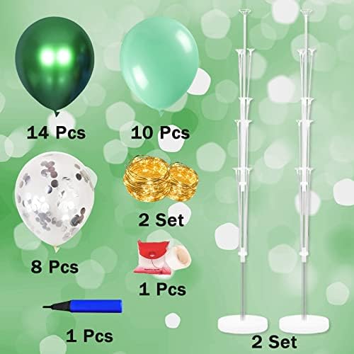 Balloon Stand for Floor with String Light 2 Set Green Centerpieces Balloon Holder Decoration for Wedding Baby Shower Birthday Party Surprise Nature Forest Theme Party - Image 2