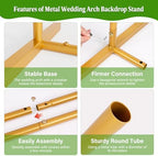 Metal Arch Backdrop Stand Wedding Arch Frame Set of 3 (7.2FT/6.6FT/6FT) Gold Backdrop Arch Stand for Wedding Ceremony Birthday Party Baby Shower Graduation Ceremony Decoration - Image 7