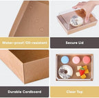 50 Pack 8x6in Charcuterie Board Boxes with Clear Lids, Paper Containers - Image 3