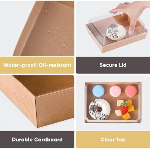 50 Pack 8x6in Charcuterie Board Boxes with Clear Lids, Paper Containers - Image 3