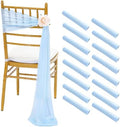 Fanqisi Birthday Party Chair Sashes Decorations: 16 Pieces Light Blue Sheer Chair Sashes - 8ft Long Chairs Ribbons for Baby Shower Dinner by Fanqisi