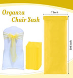 MDS Pack of 250 Organza Chair Sashes for Wedding & Event Décor – Yellow - Image 3