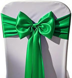 Pack of 50 Satin Green Chair Sashes Bows 7x108 Inch Wedding Chair Ribbons by WENSINL