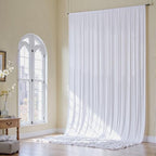 50x16ft White Backdrop Curtains for Wedding Party, 10 Panels 16 ft Long Back Drop Cloth, Wrinkle-Free Polyester Drapes for Birthday, Baby Shower, Stage Photography Background - Image 2