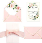 DORIS HOME 25PCS Fill-in Invitations Cards, Pink Flower by DorisHome