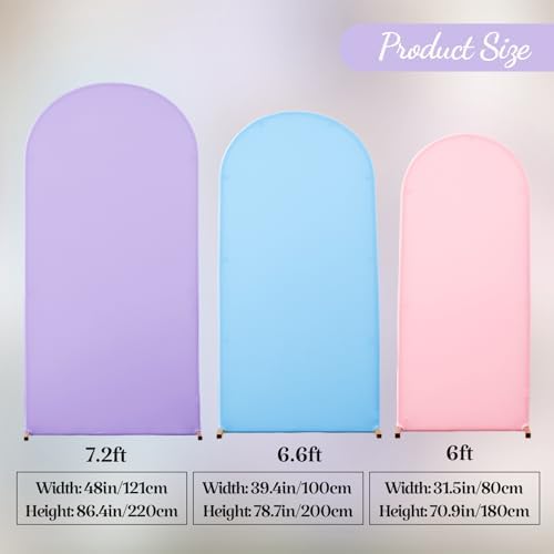 Set of 3 Arch Backdrop Covers(7.2ft, 6.6ft, 6ft) - Premium Stretchy Spandex Backdrop Arch Stand Cover for Baby Shower,Wedding,Party Decor Chiara Cover with Double-Sided Design(Pink Blue Lavender) - Image 6