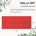 200 Pack #10 Red Envelopes Letter Size Self Seal Business Envelopes - Image 2