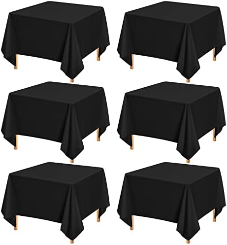 Showgeous 85x85 Inch Black Square Tablecloths, Polyester Table Covers by Showgeous
