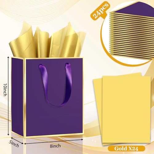 Epoesch 24 Pack Gift Bags with Handles & 24 Tissue Papers – 8x5x10 Inches - Image 2