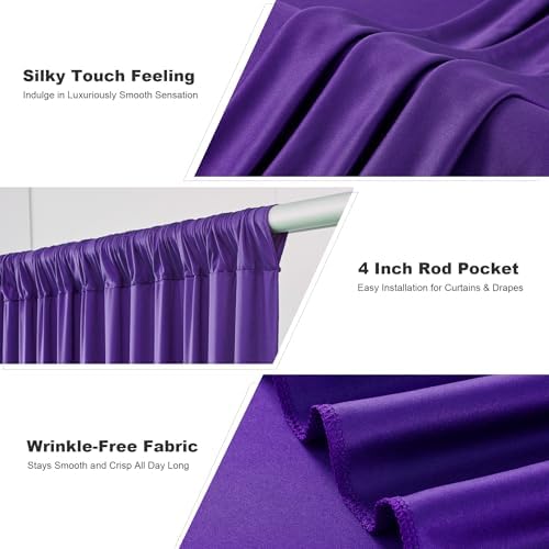 10x14ft Deep Purple Backdrop Curtains for Wedding Party, 2 Panels 14 ft Long Back Drop Cloth, Wrinkle-Free Polyester Drapes for Birthday, Baby Shower, Stage Photography Background - Image 3