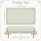 Striped Ruffled Tablecloth 60x120in Cotton Polyester Striped Tablecloth Rectangular Fits 8-10 Seater Table Farmhouse Vintage Table Cover for Home Kitchen Baby Shower Birthday Party Picnic (Sage Green) - Image 2