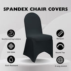 YOUR CHAIR COVERS - 50 Pack Stretch Spandex Banquet Chair Cover - Black, Wedding Slip Covers, Premium Quality Chair Cover - Image 2