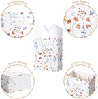 Loveinside Medium Size Gift Bags, Colorful Flower Pattern Gift Bag with Tissue Paper for Shopping, Parties, Wedding, Baby Shower, Craft-12 Pack, 7" X 4" X 9" - Image 3