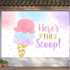 Fabric 10x6.5ft Ice Cream Party Backdrop Banner Here's The Scoop Summer Baby Shower Party Decoration Sweet Candyland Princess Girl Birthday Cake Table Photography Background - Image 2