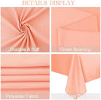 4 Pack Rectangle Tablecloth for 6 Foot Tables Washable Polyester Table Cover for Wedding Dining Table Parties Banquet（60x102 Peach Coral） - Image 4