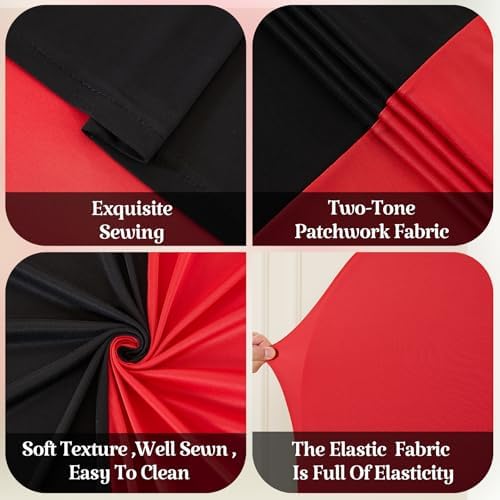 Wedding Arch Backdrop Cover Set of 3, Red and Black Double Color Arch Stand Covers, 7.2FT, 6.6FT, 6FT Spandex Fitted Arch Covers for Graduation Birthday Party Banquet Photography Background Decoration - Image 6