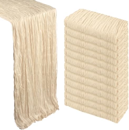 12 Pack 35 x 120 Inch Beige Table Runner Cheesecloth by Heneger