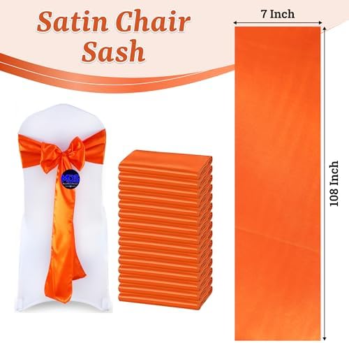 MDS® Pack of 200 Satin Chair Sashes for Wedding & Events – Orange - Image 3