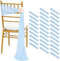 Aisle Chair Sashes Decorations Bulk: 32 Pieces Light Blue Sheer Draping Fabric - 8ft Long Chair Ribbons for Unicorn Party Dinner by Fanqisi