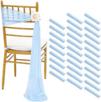 Aisle Chair Sashes Decorations Bulk: 32 Pieces Light Blue Sheer Draping Fabric - 8ft Long Chair Ribbons for Unicorn Party Dinner by Fanqisi