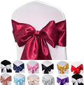 Burgundy Satin Chair Sashes Bows for Chair,7x108inchs,50pcs by Maiangel