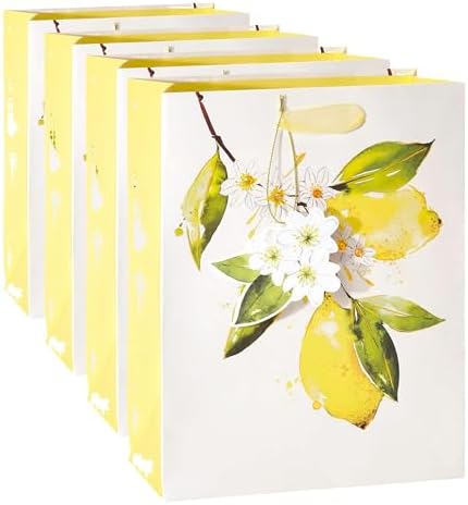 Papyrus 9" Medium Gift Bag (Citrus) for Birthdays, Weddings, Bridal Showers, Baby Showers and All Occasions (1 Bag) (Pack of 4) by Papyrus