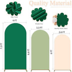 Wedding Arch Cover Spandex Arch Backdrop Covers Set of 3 (7.2FT, 6.6FT, 6FT) Green Covers for Balloon Arched Backdrop Stands Cover Arched Fabric Stretchy Backdrops for Birthday Party Grad Decoration - Image 4