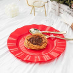 72 Pack Red Plastic Plates, 10" Disposable Wave Edge Dinner Plates - Image 3